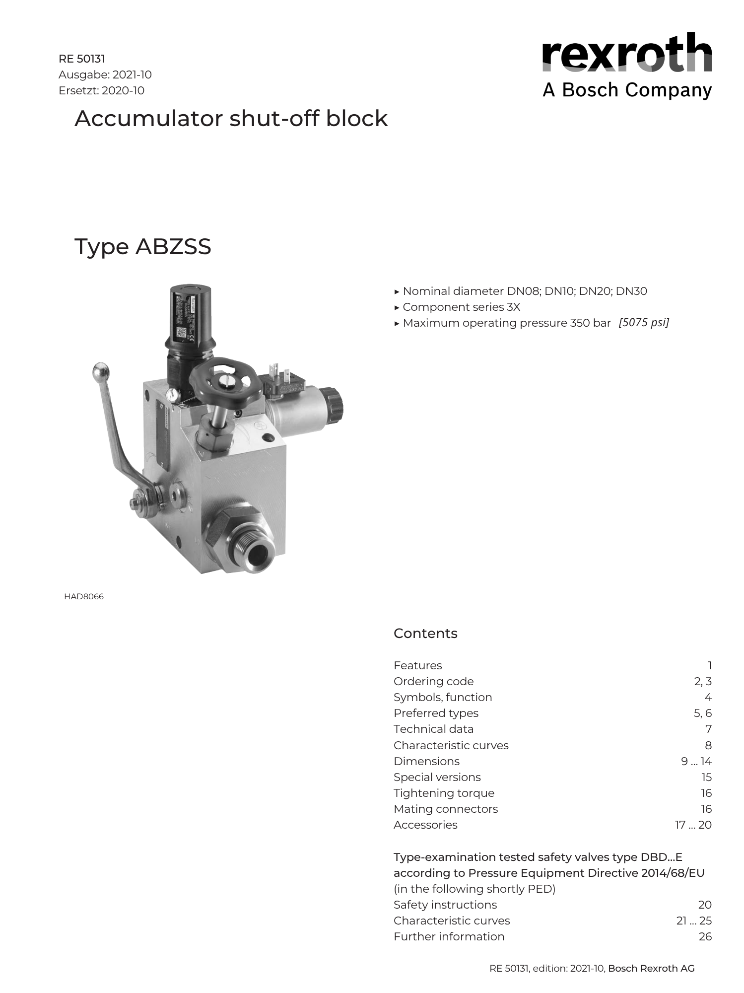 Portada catálogo bosch rexroth bloques de seguridad acumuladores RE 50131