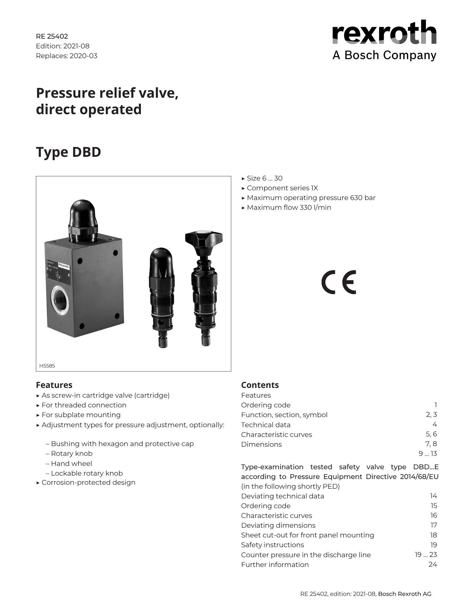Portada catálogo bosch rexroth válvulas cartucho hidráulicas RE 25402