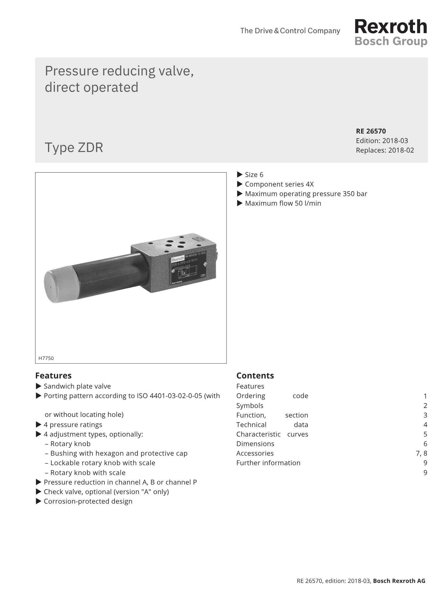 Portada catálogo bosch rexroth válvulas control de presión directas RE 26570