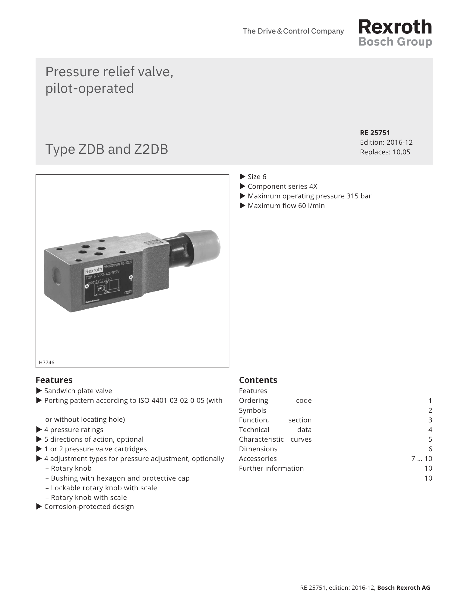Portada catálogo bosch rexroth válvulas control de presión pilotadas RE 25751