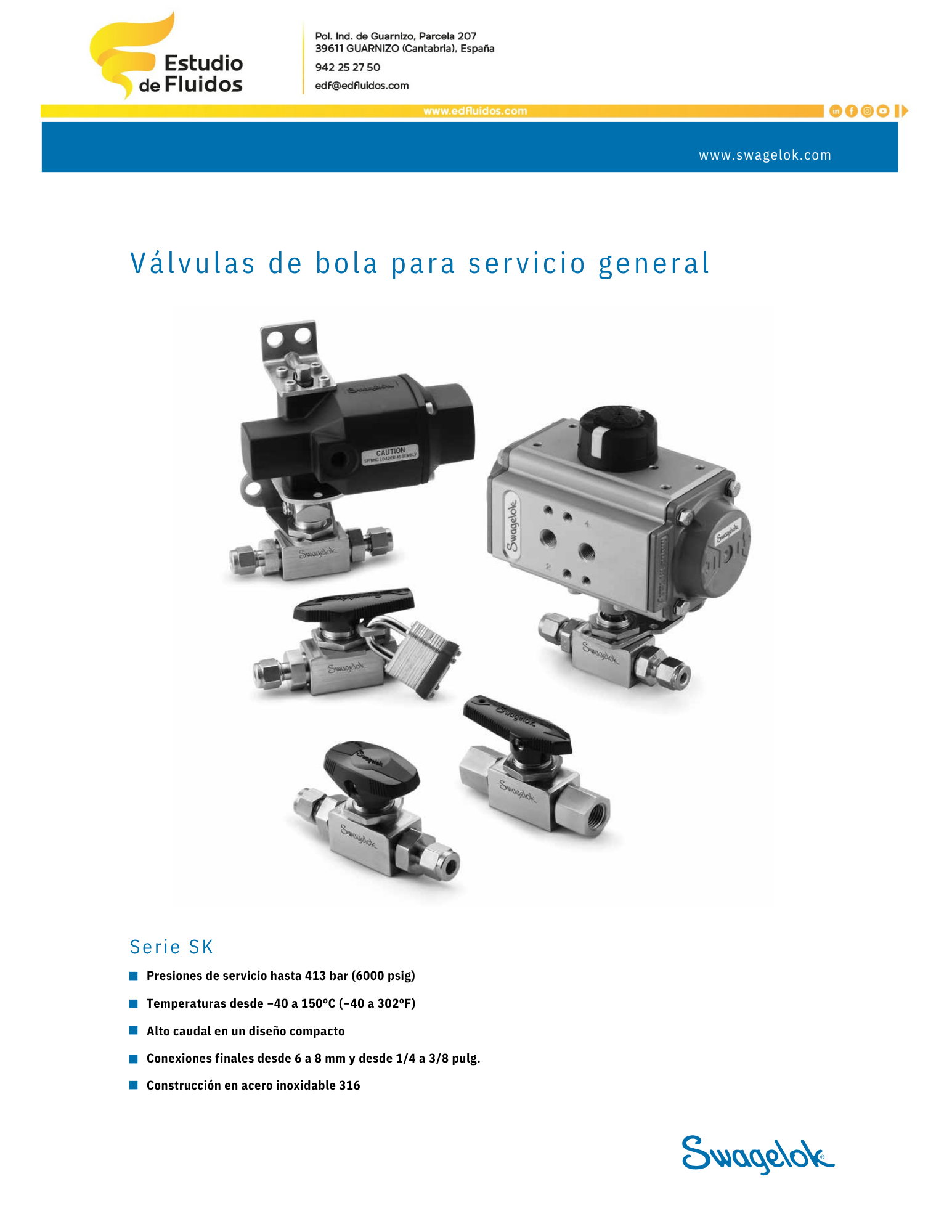 Portada catálogo swagelok válvulas de bola para servicio general